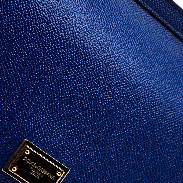 Pre Owned Dolce and Gabbana Blue Leather Miss Sicily Tote