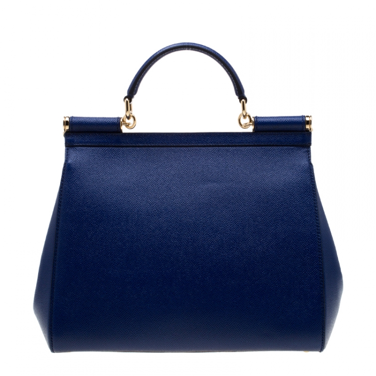 Pre Owned Dolce and Gabbana Blue Leather Miss Sicily Tote
