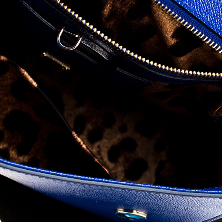 Pre Owned Dolce and Gabbana Blue Leather Miss Sicily Tote