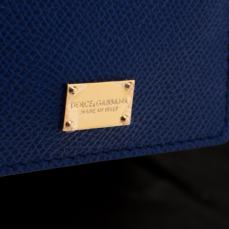 Pre Owned Dolce and Gabbana Blue Leather Miss Sicily Tote