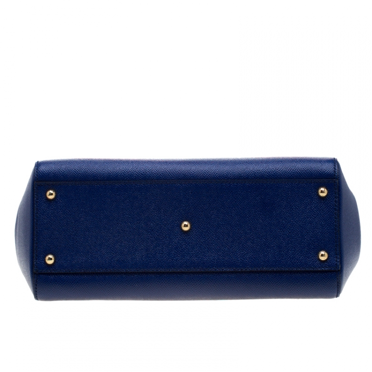 Pre Owned Dolce and Gabbana Blue Leather Miss Sicily Tote
