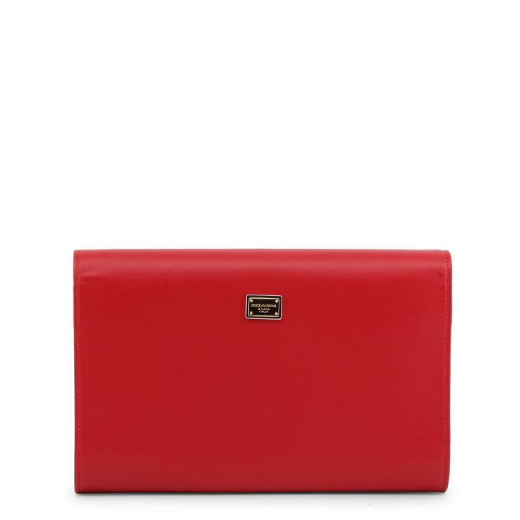 Pre Owned Dolce and Gabbana Red Leather L'amore e' Bellezza WOC Clutch Bag