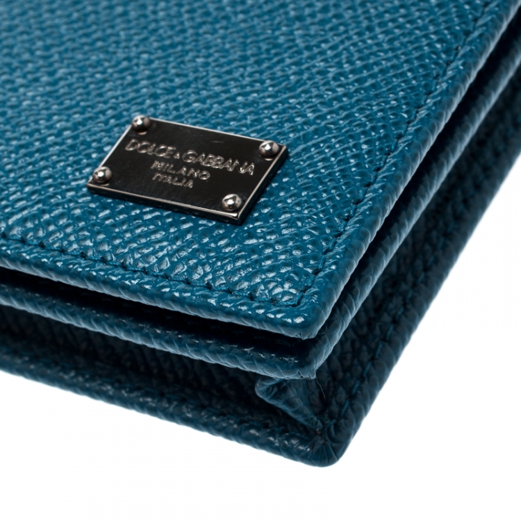 Pre Owned Dolce and Gabbana Blue Leather Card Case