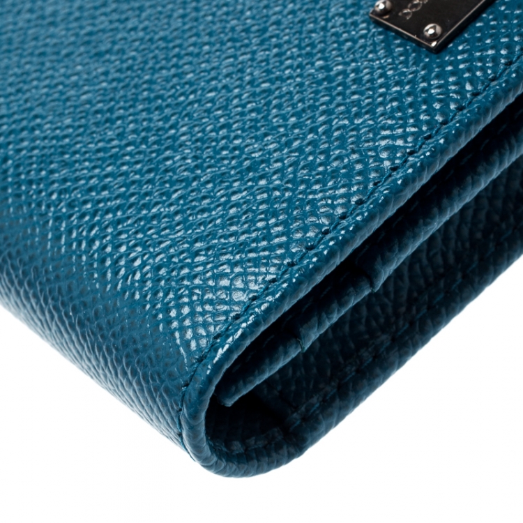 Pre Owned Dolce and Gabbana Blue Leather Card Case