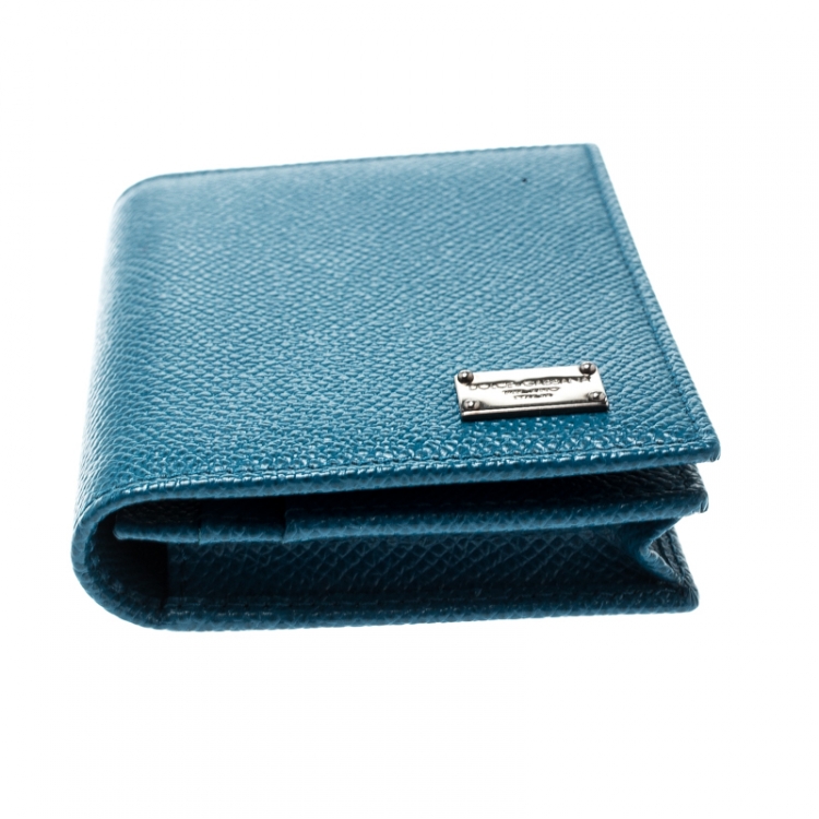 Pre Owned Dolce and Gabbana Blue Leather Card Case