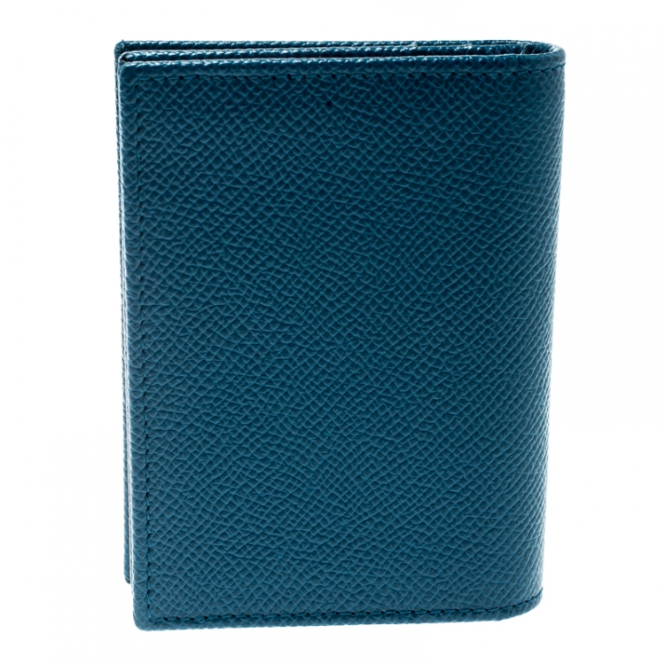 Pre Owned Dolce and Gabbana Blue Leather Card Case