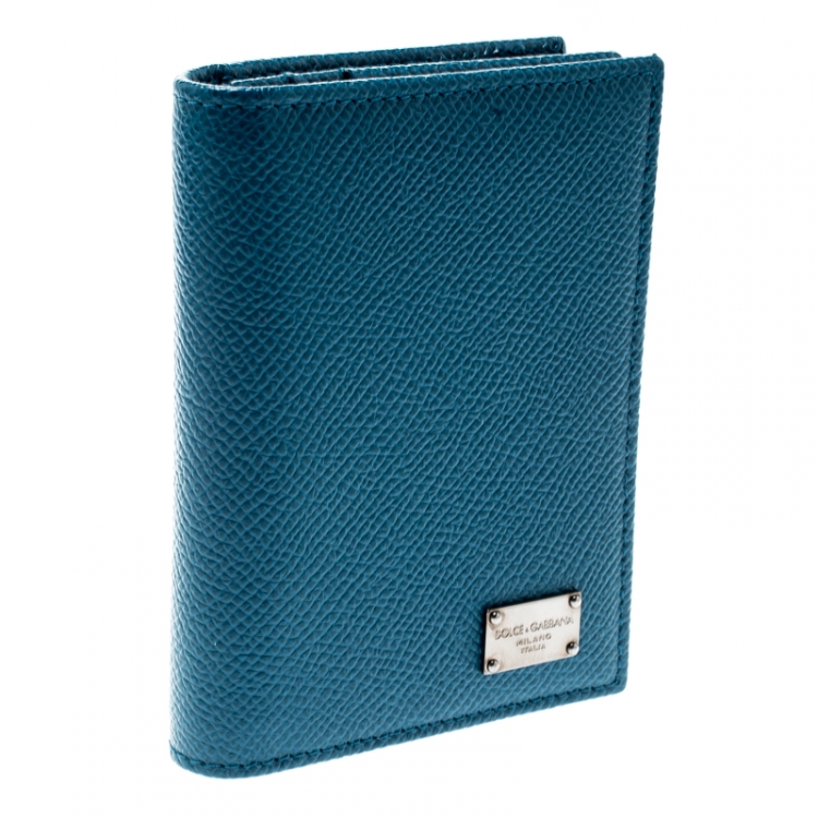 Pre Owned Dolce and Gabbana Blue Leather Card Case