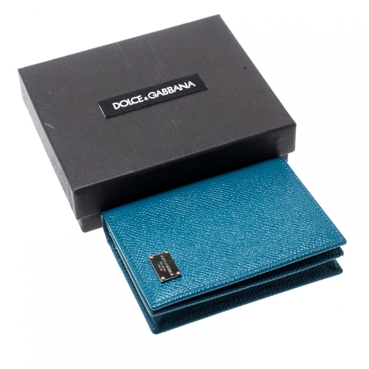 Pre Owned Dolce and Gabbana Blue Leather Card Case