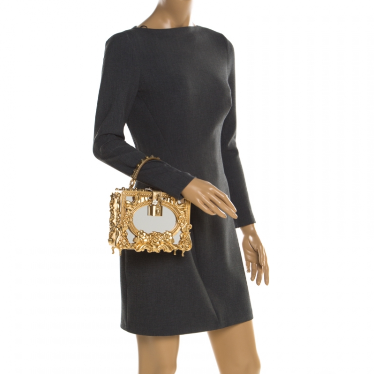 Dolce and Gabbana Gold Wood and Acrylic Leaf Dolce Box Bag Dolce & Gabbana  | TLC