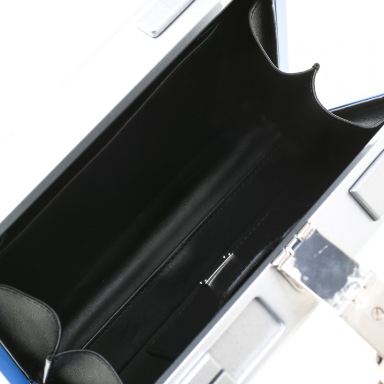 Pre Owned Dolce and Gabbana Blue/Silver Wood Walkman Box Clutch