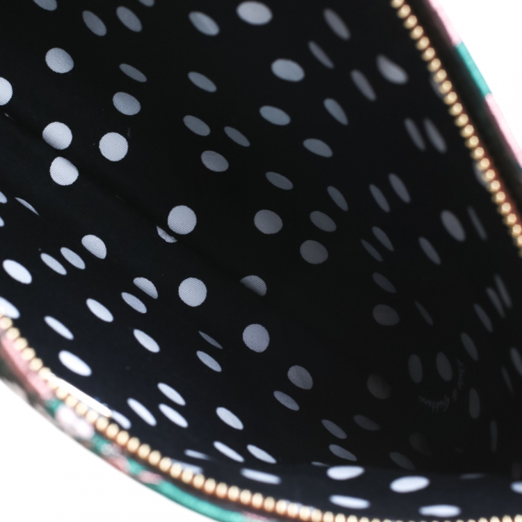 Pre Owned Dolce and Gabbana Multicolor Jacquard and Lizard Cleo Cherie Pouch