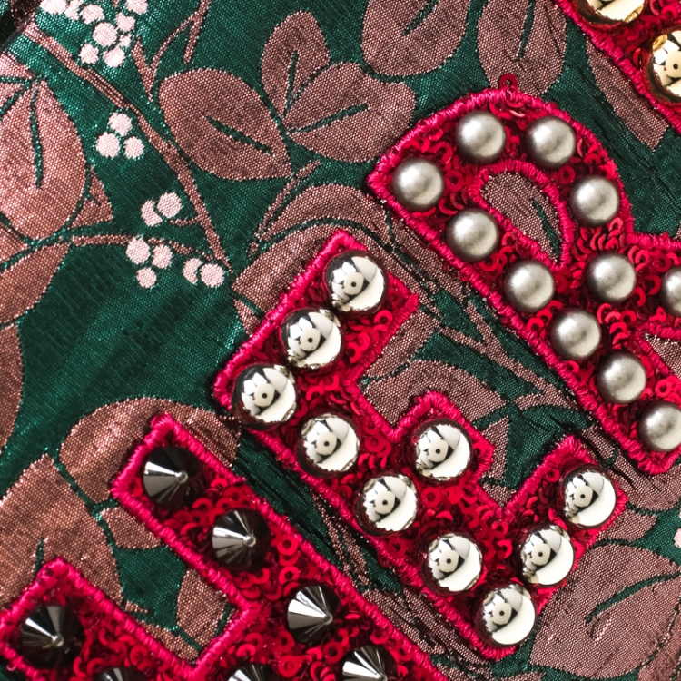 Pre Owned Dolce and Gabbana Multicolor Jacquard and Lizard Cleo Cherie Pouch