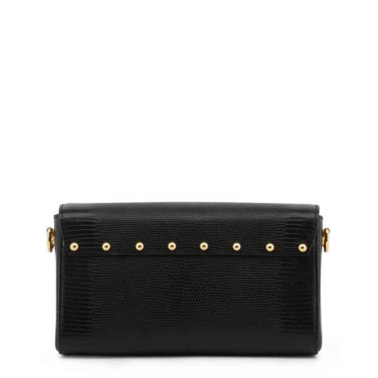 Pre Owned Dolce and Gabbana Black Embossed Leather Lucia Clutch Bag