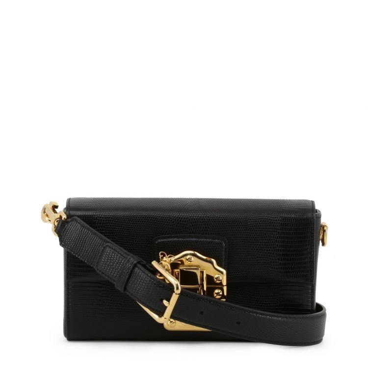 Pre Owned Dolce and Gabbana Black Embossed Leather Lucia Clutch Bag