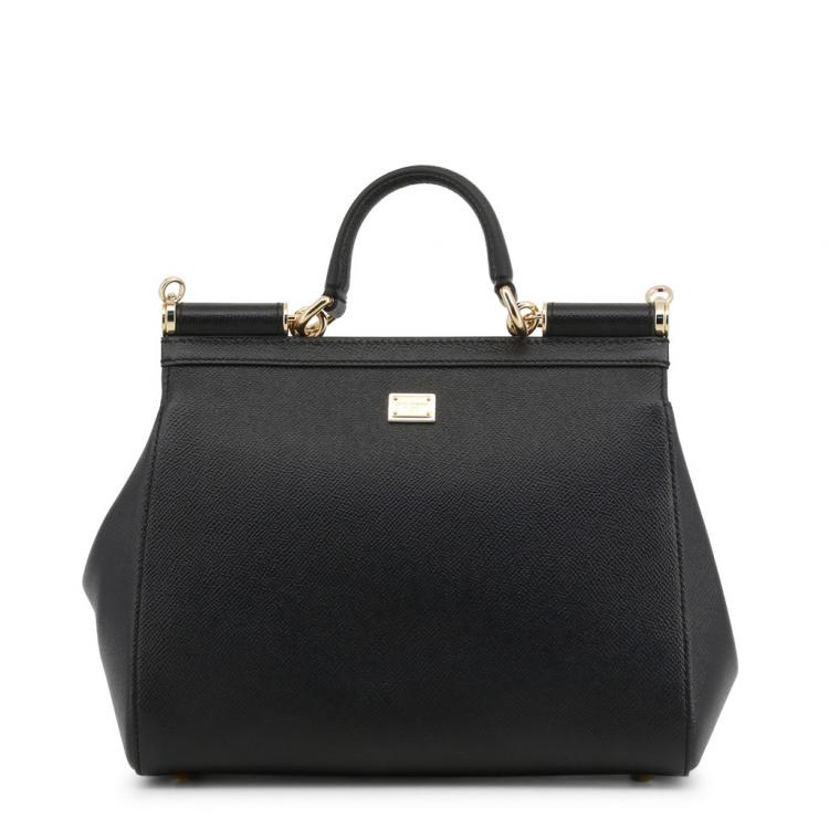 Pre Owned Dolce and Gabbana Black Leather L'amore e' Bellezza Miss Sicily Bag