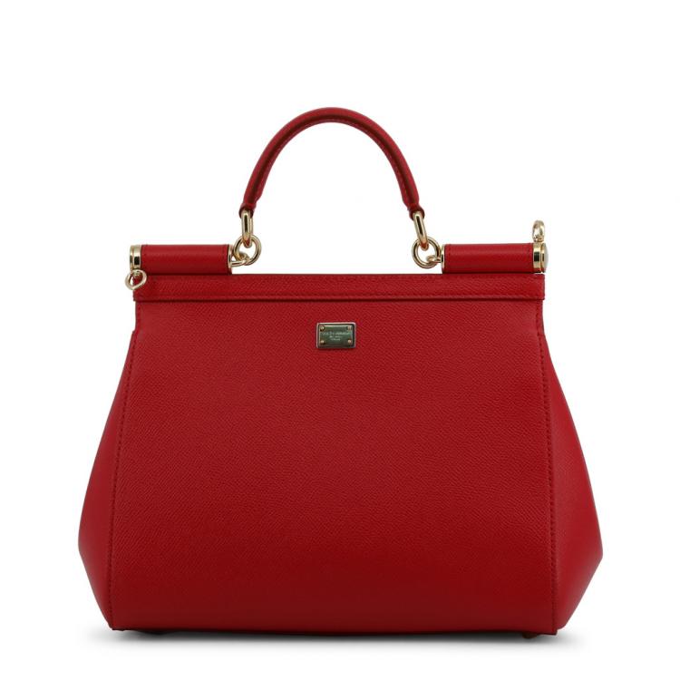 Pre Owned Dolce and Gabbana Red Leather L'amore e' Bellezza Miss Sicily Bag