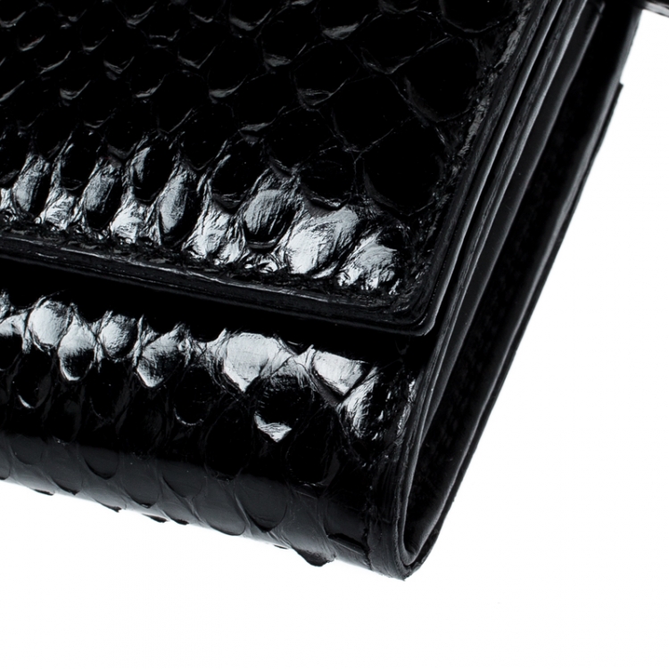 Pre Owned Dolce and Gabbana Black Python Continental Wallet