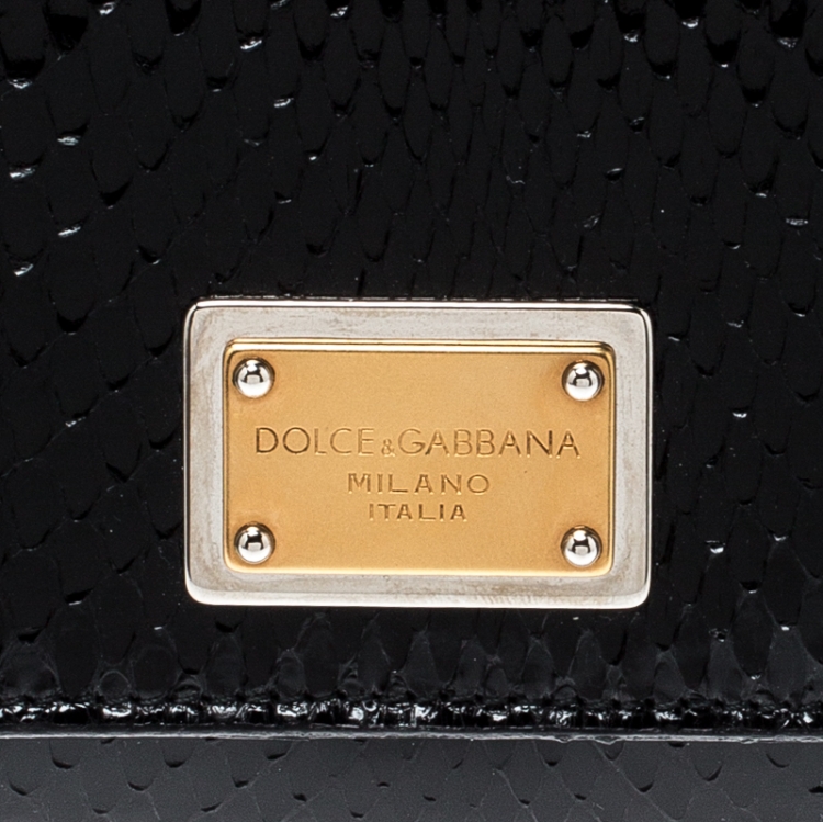 Pre Owned Dolce and Gabbana Black Python Continental Wallet