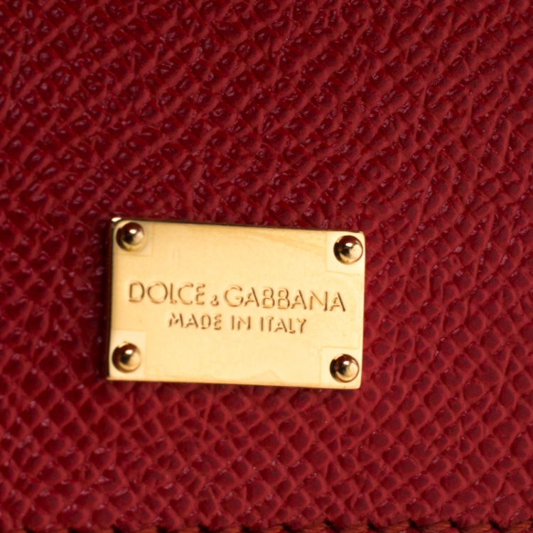 Pre Owned Dolce and Gabbana Red Leather Medium Miss Sicily Tote