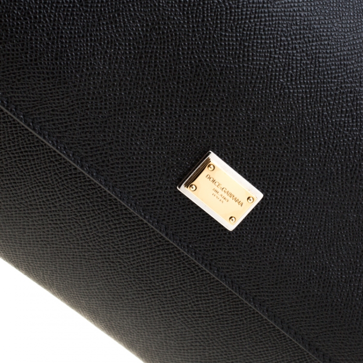 Pre Owned Dolce and Gabbana Black Leather Medium Miss Sicily Top Handle Bag