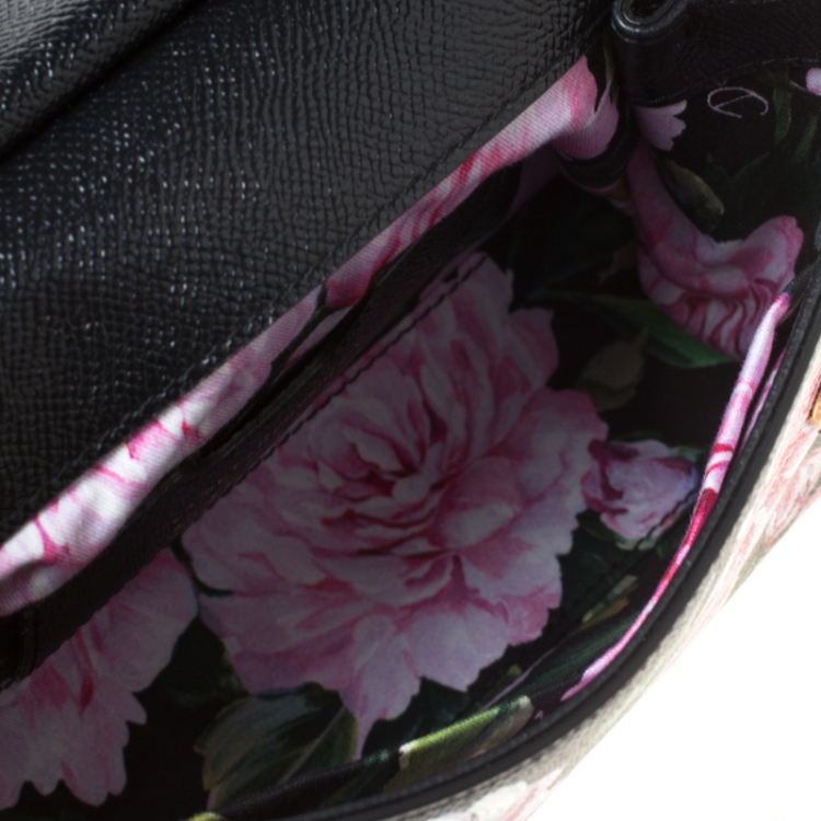 Pre Owned Dolce and Gabbana Multicolor Floral Print Leather Mini Sicily Top Handle Bag