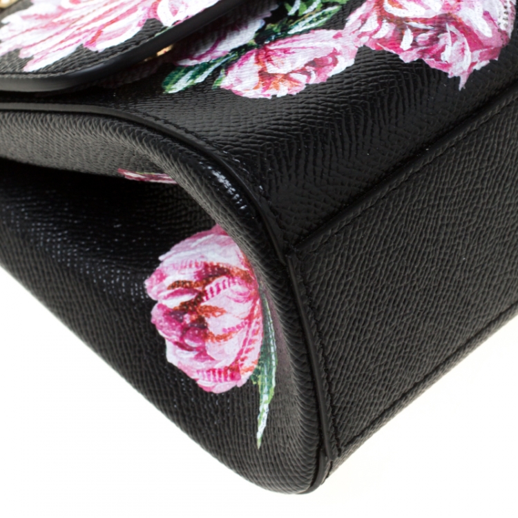Pre Owned Dolce and Gabbana Multicolor Floral Print Leather Mini Sicily Top Handle Bag