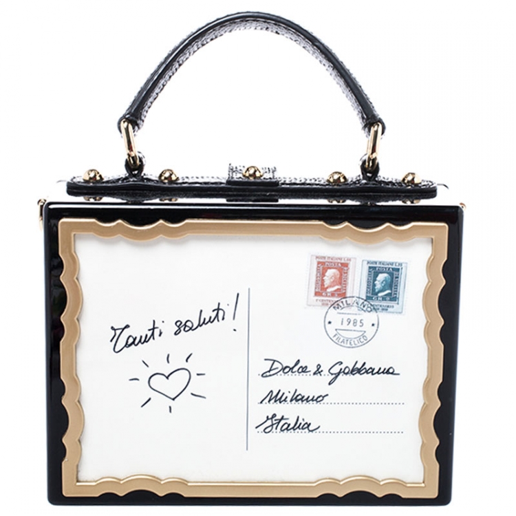 Pre Owned Dolce & Gabbana Multicolor Acrylic and Snakeskin Top Handle Box Bag