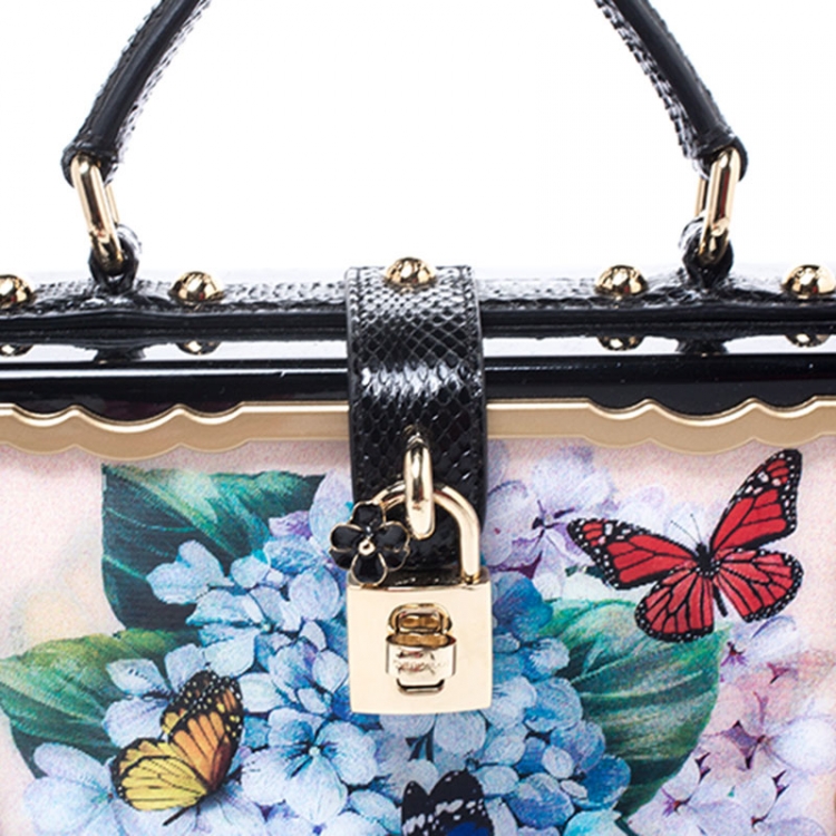 Pre Owned Dolce & Gabbana Multicolor Acrylic and Snakeskin Top Handle Box Bag