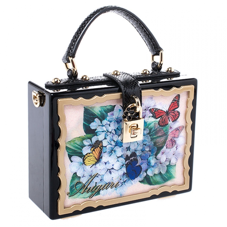 Pre Owned Dolce & Gabbana Multicolor Acrylic and Snakeskin Top Handle Box Bag