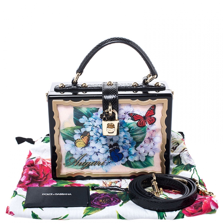 Pre Owned Dolce & Gabbana Multicolor Acrylic and Snakeskin Top Handle Box Bag