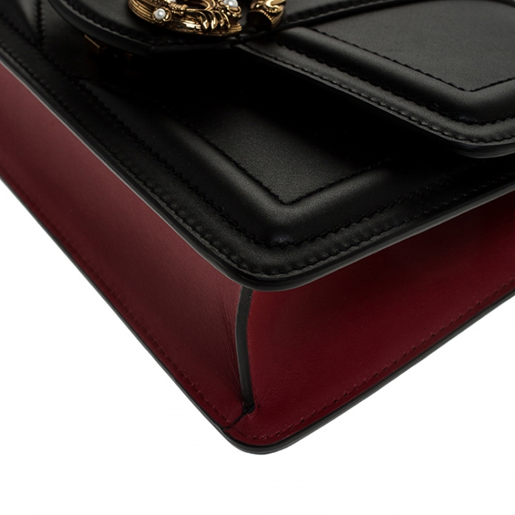 Pre Owned Dolce & Gabbana Black Leather DG Amore Chain Shoulder Bag