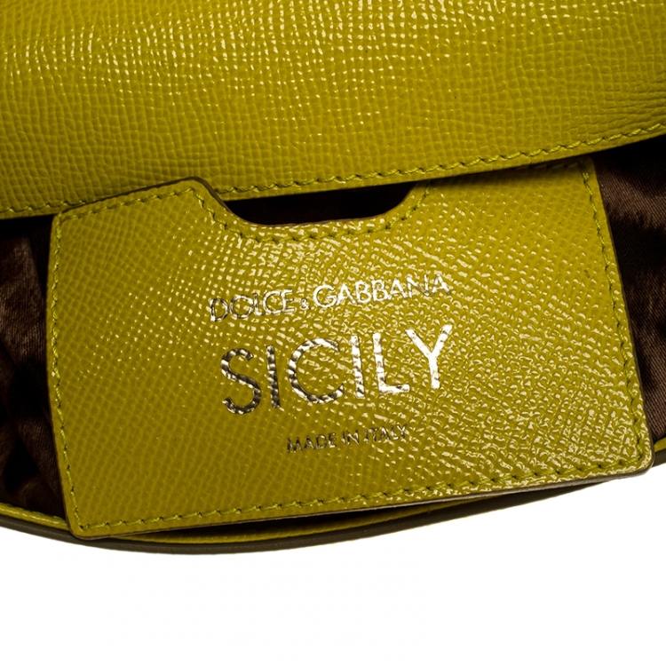 Pre Owned Dolce & Gabbana Yellow Leather Small Miss Sicily Top Handle Bag