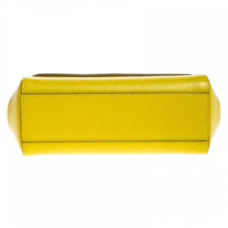 Pre Owned Dolce & Gabbana Yellow Leather Small Miss Sicily Top Handle Bag