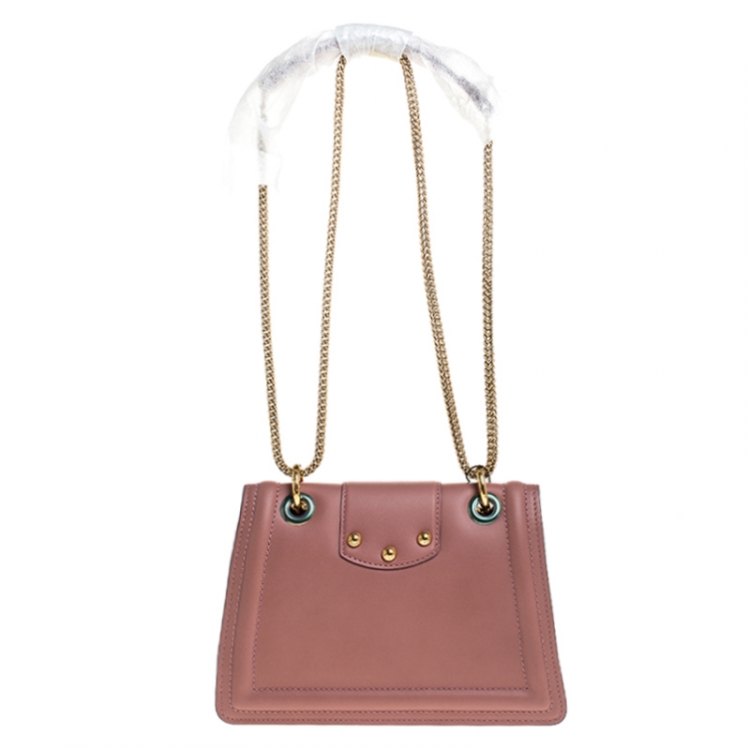 Pre Owned Dolce & Gabbana Pastel Pink Leather DG Amore Chain Shoulder Bag