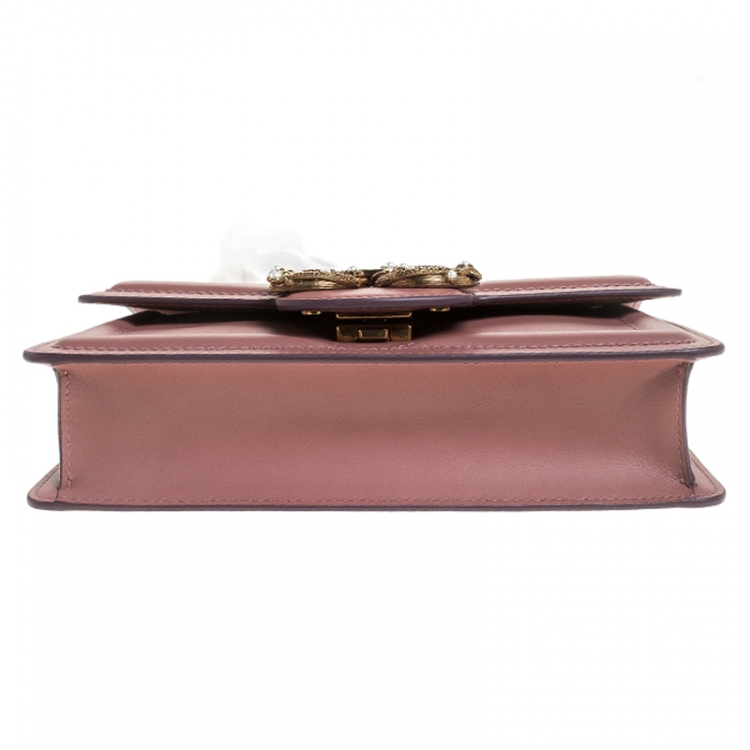 Pre Owned Dolce & Gabbana Pastel Pink Leather DG Amore Chain Shoulder Bag