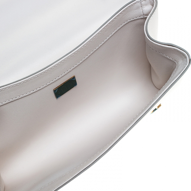 Pre Owned Dolce & Gabbana White Leather DG Girls Chain Shoulder Bag