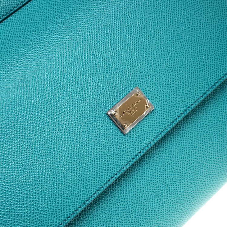 Pre Owned Dolce & Gabbana Blue Leather Medium Miss Sicily Top Handle Bag