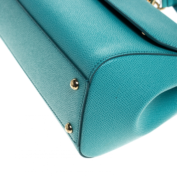 Pre Owned Dolce & Gabbana Blue Leather Medium Miss Sicily Top Handle Bag