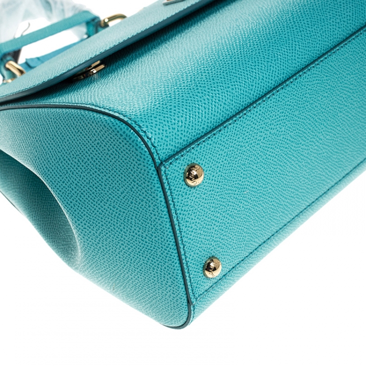 Pre Owned Dolce & Gabbana Blue Leather Medium Miss Sicily Top Handle Bag