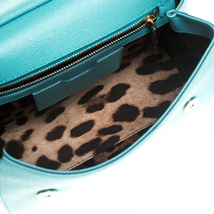 Pre Owned Dolce & Gabbana Blue Leather Medium Miss Sicily Top Handle Bag
