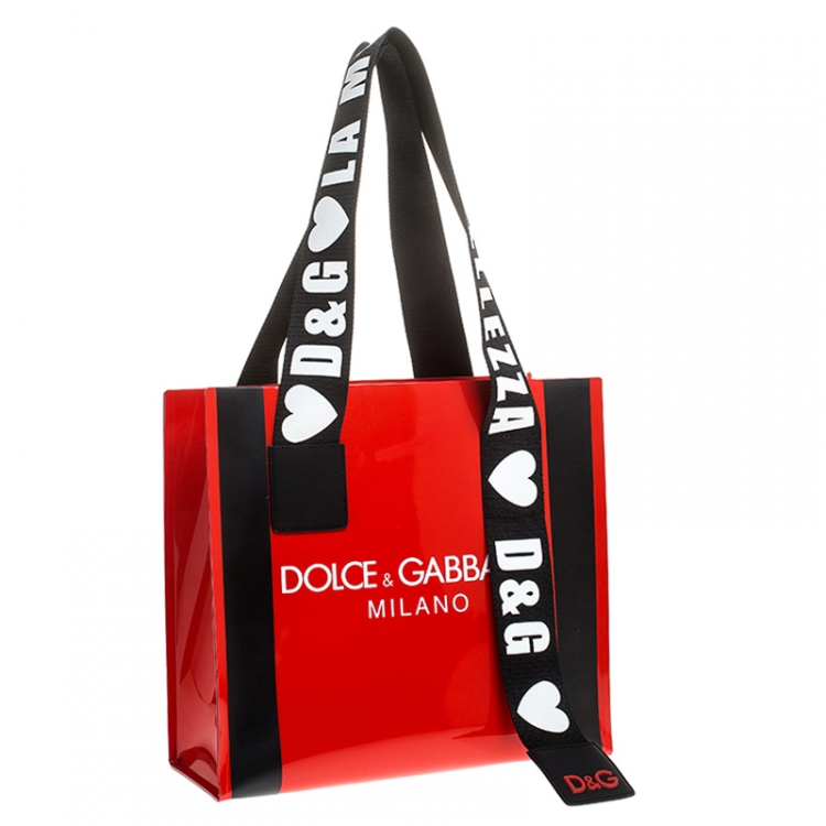 Pre Owned Dolce & Gabbana Red PVC Street Shopper Tote