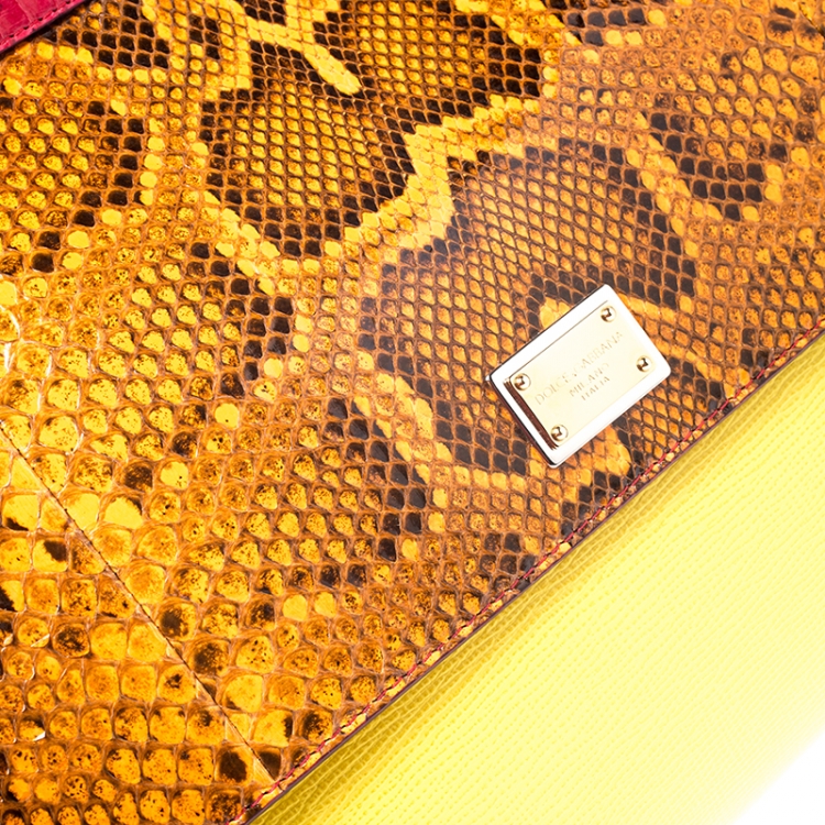 مملوكة مسبقًا Dolce and Gabbana Multicolor Leather and Python Large Miss Sicily Top Handle Bag