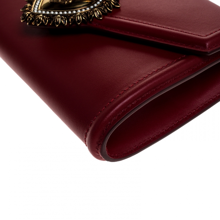 Pre Owned Dolce & Gabbana Red Leather Devotion Belt Bag