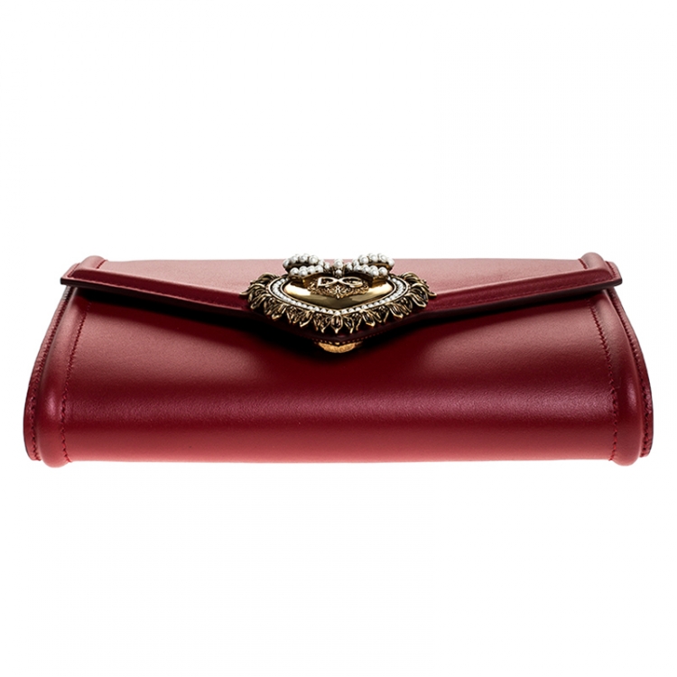 Pre Owned Dolce & Gabbana Red Leather Devotion Belt Bag