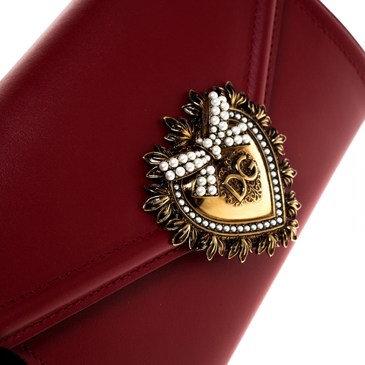Pre Owned Dolce & Gabbana Red Leather Devotion Belt Bag