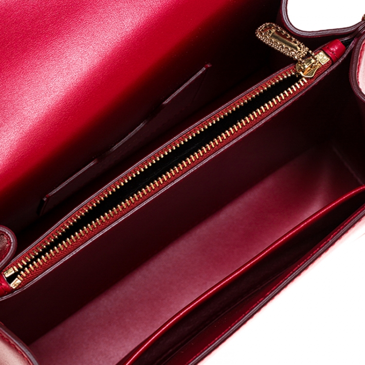Pre Owned Dolce & Gabbana Red Leather Devotion Top Handle Bag