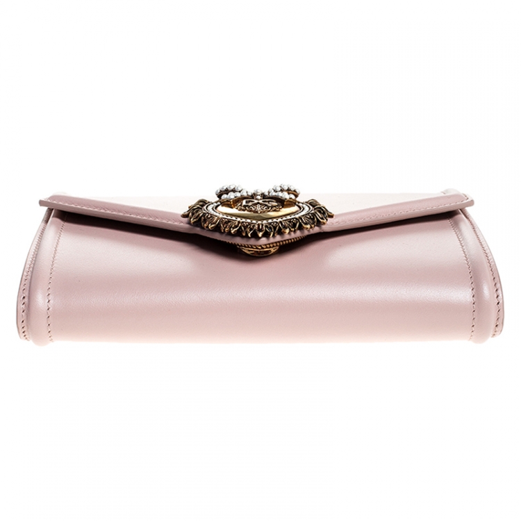 Pre Owned Dolce and Gabbana Blush Pink Leather Devotion Belt Bag