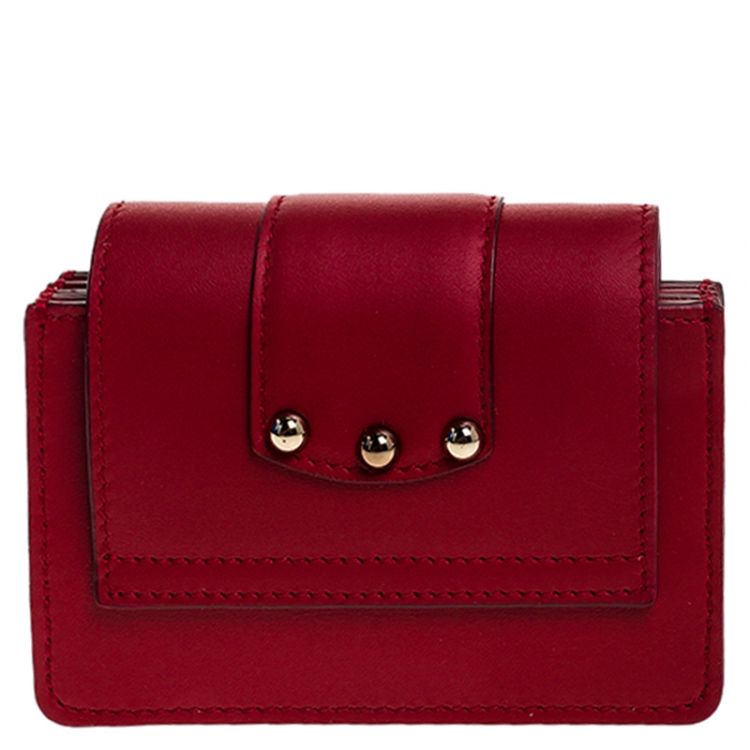 Pre Owned Dolce & Gabbana Red Leather DG Amore Card Holder