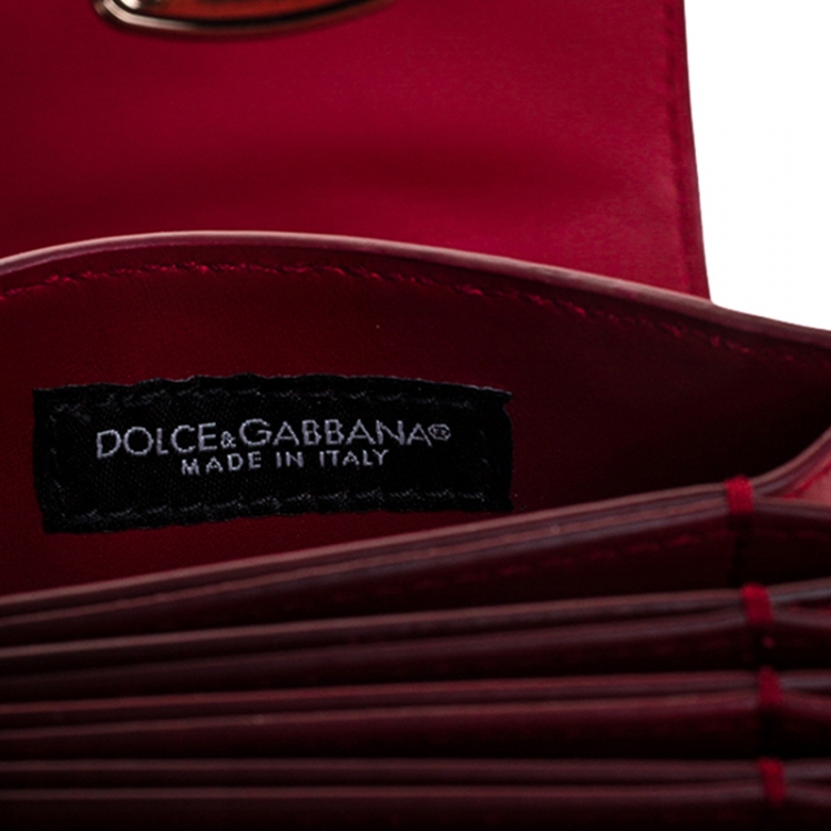 Pre Owned Dolce & Gabbana Red Leather DG Amore Card Holder