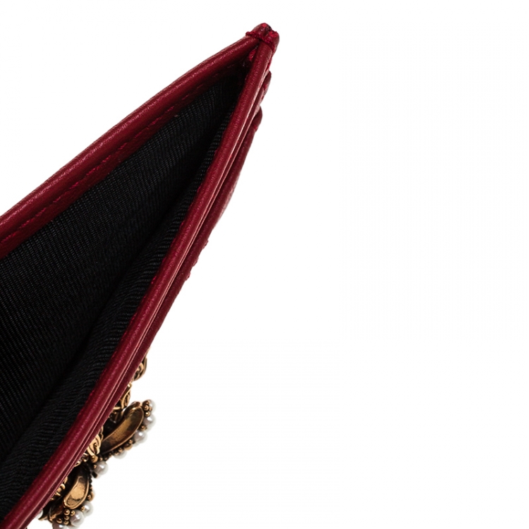 Pre Owned Dolce and Gabbana Red Leather Devotion Card Holder